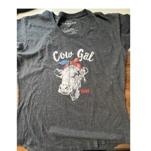 Ariat Cow Gal Graphic T-Shirt Heather Charcoal Grey Small Western Tee